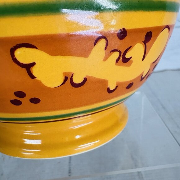 Celebrating Home TUSCAN Orange Yellow Stoneware Footed Soup Cereal Bowls Set 2 - Picture 15 of 16